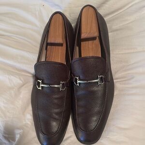 Salvatore Ferragamo Brown Leather Slip-On Loafers